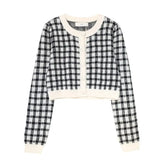 Vintage Plaid Short Knitted Sweater